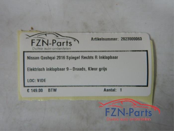 Nissan Qashqai 2016 Spiegel Rechts R Inklapbaar