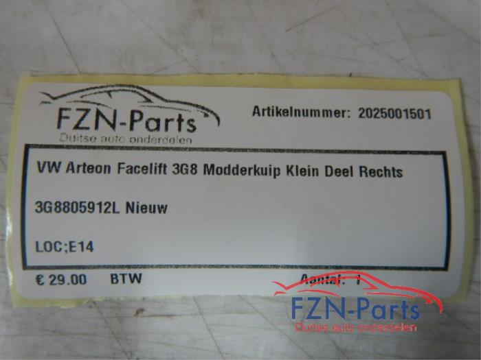 VW Arteon Facelift 3G8 Modderkuip Klein deel rechts