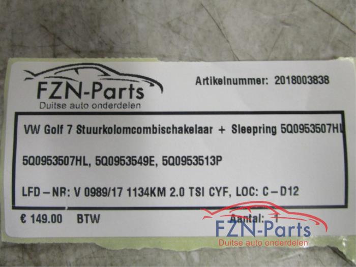 VW Golf 7 Stuurkolomcombischakelaar + Sleepring