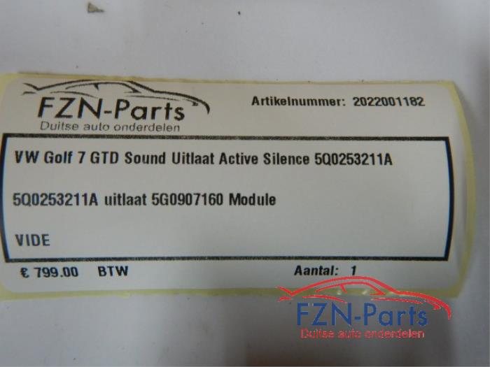 VW Golf 7 GTD Sound Uitlaat Active Silence