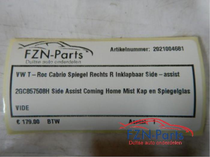 Vw t-roc cabrio spiegel recht R inklapbaar side-assist