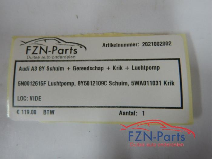Audi A3 8Y Schuim + Gereedschap + Krik + Luchtpomp