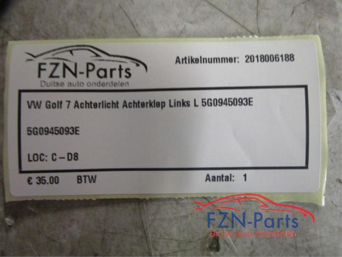 Achterlicht links Volkswagen Golf (22725057)