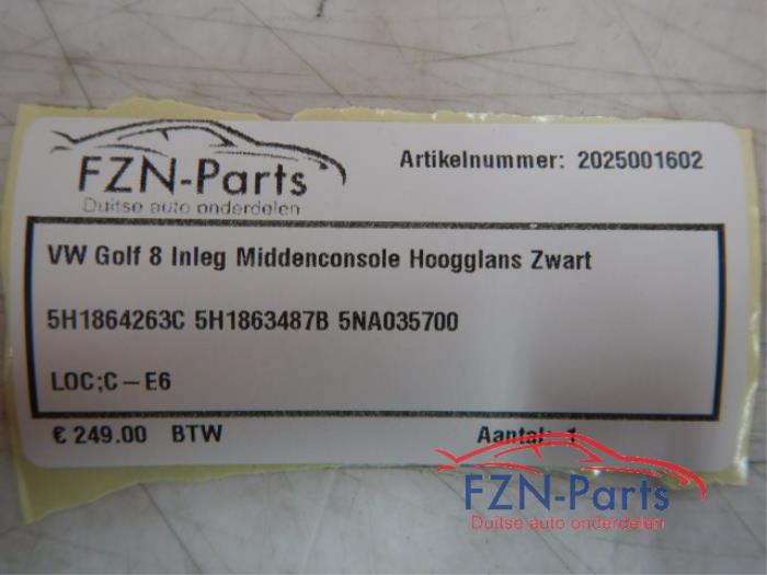 VW Golf 8 5H Inleg Middenconsole Hoogglans Zwart