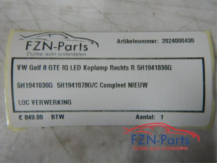 VW Golf 8 GTE IQ LED Koplamp Rechts