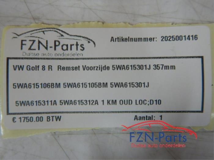VW Golf 8 R remset Voorzijde 357MM