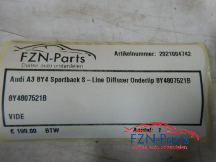 Audi A3 8Y4 Sportback S-line diffuser onderlip
