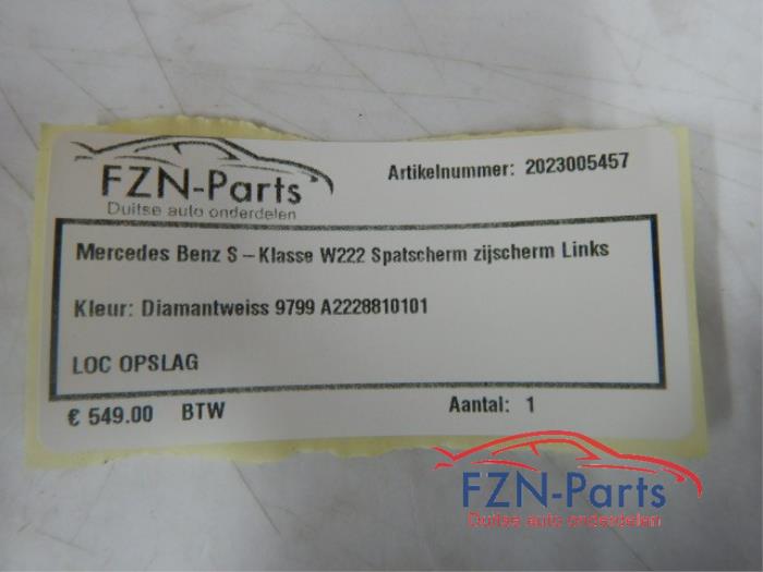 Mercedes Benz S-Klasse W222 Spatscherm zijscherm Links Kleur: Diamantweiss 9799