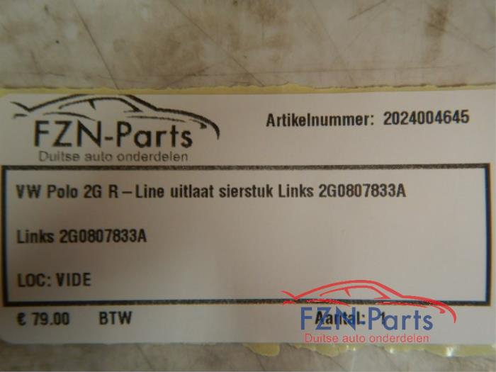 VW Polo 2g R-Line Onderlip Sierstuk uitlaat Links