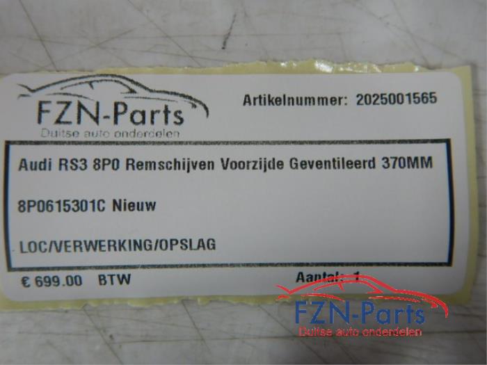 Audi RS3 8P0 Remschijven Geventileerd Voorzijde 370MM