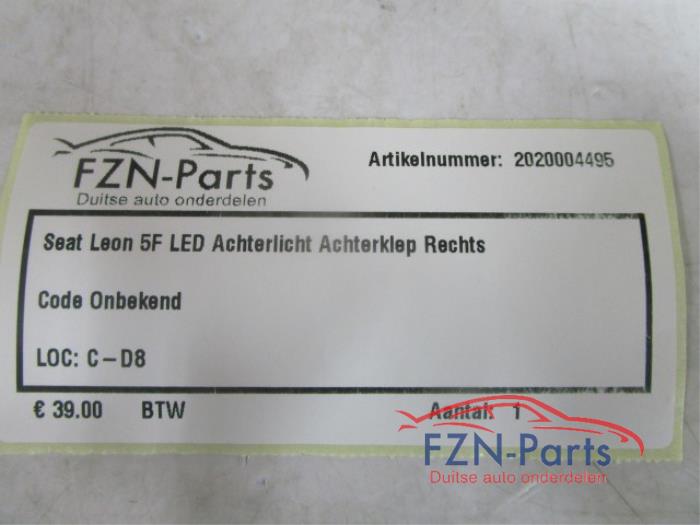 Seat Leon 5F Achterlicht Achterklep Rechts
