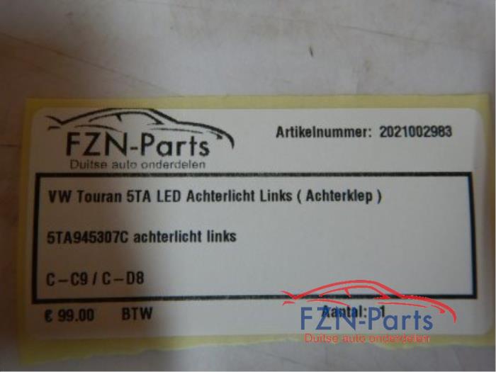 VW Touran 5TA LED Achterlicht Links ( Achterklep )
