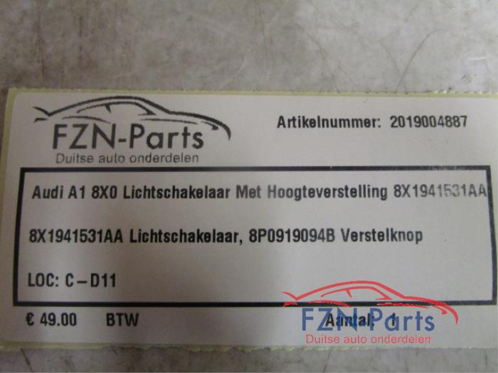 Audi A1 8X0 Lichtschakelaar Met Hoogteverstelling