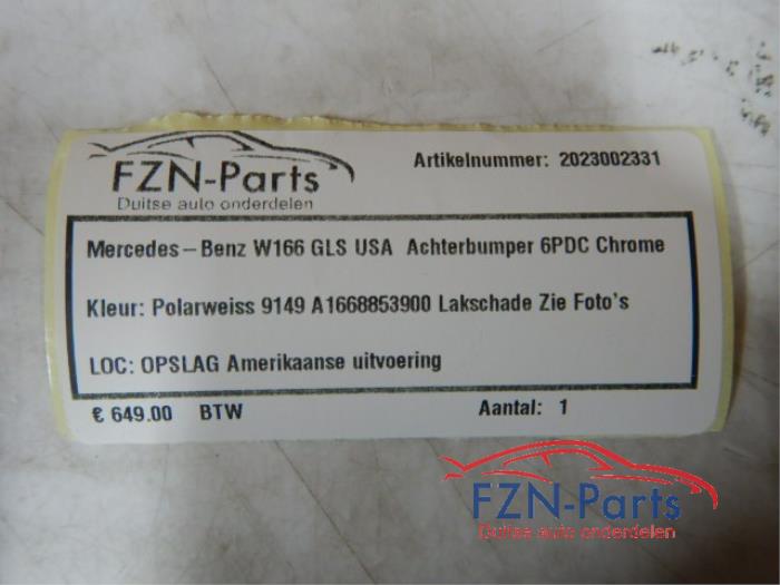 Mercedes-Benz W166 GLS USA Achterbumper 6PDC Chrome Kleur: Polarweiss 9149
