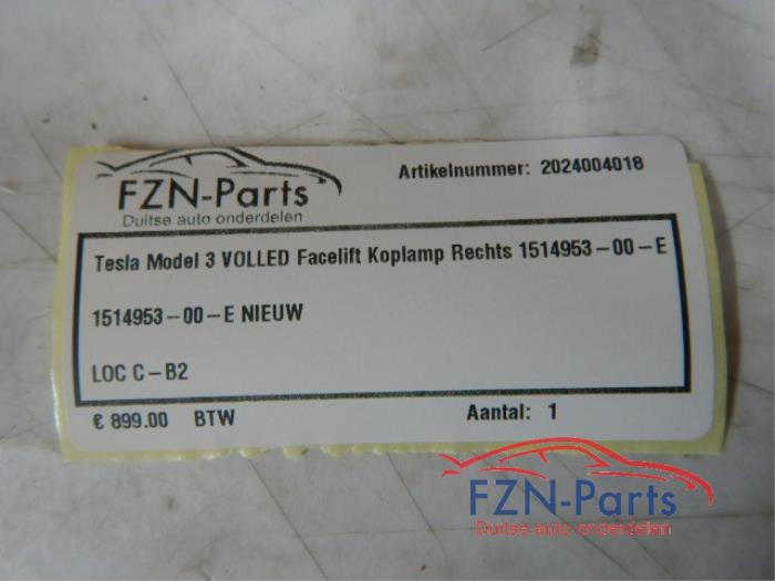 Tesla Model 3 Volled Facelift Koplamp Rechts