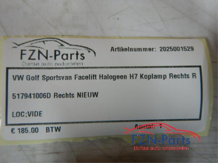 VW Golf Sportsvan Facelift Halogeen H7 Koplamp Links