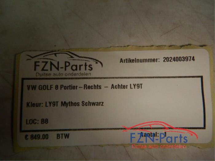 VW Golf 8 Portier Rechts-Achter LY9T Kleur: LY 2.0 TDI GTD 143527 01-09-2020 07-03-2024
1.0 eTSI 142889 01-06-2020 07-03-2024
1.0 TSI 140004 01-02-2020 07-03-2024
1.4 GTE Plug-in Hybrid 141862 01-07-2020 27-11-2022
2.0 TSI 4motion 145035 01-06-2021 07-03-2024
1.5 eTSI 139749 01-12-2019 07-03-2024
1.4 TSI eHybrid 146213 01-07-2020 27-11-2022
1.5 TSI 138700 01-07-2019 07-03-2024
2.0 GTI Clubsport 142300 01-10-2020 07-03-2024
2.0 TDI 138701 01-08-2019 07-03-2024
2.0 TSI 145034 01-06-2021 07-03-2024
2.0 TDI 4motion 146244 01-06-2021 07-03-2024
2.0 GTI 141769 01-08-2020 07-03-2024
2.0 TSI R 4motion