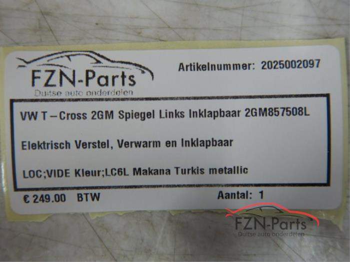 VW T-Cross 2GM (Zij,Buitenspiegel) Spiegel Links Inklapbaar