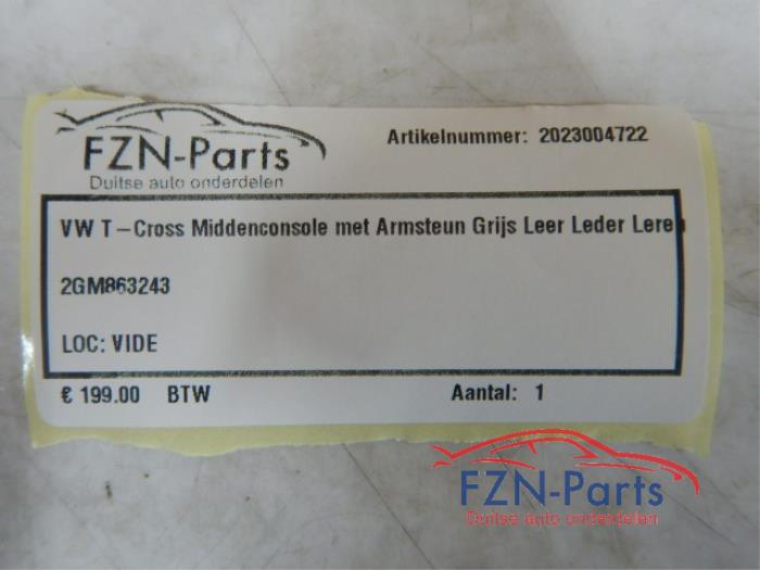 VW T-Cross 2gm Middenconsole met armsteun Grijs Leer leder leren