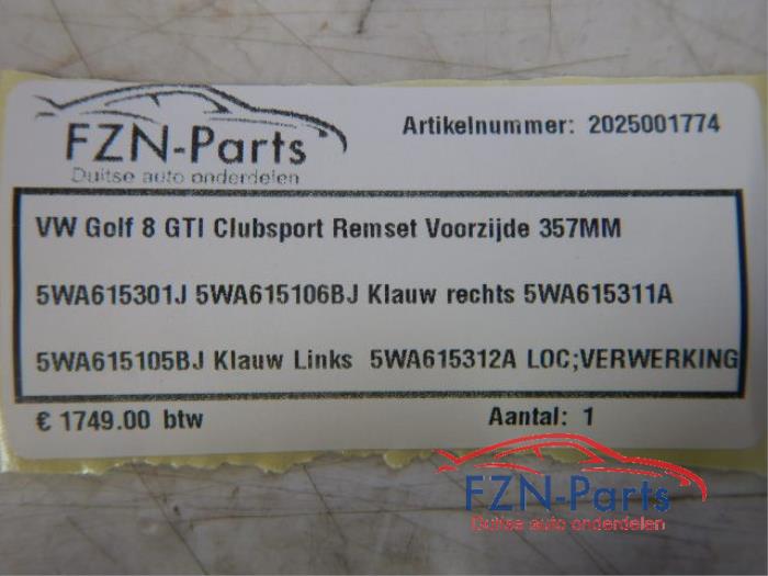 VW Golf 8 GTI Clubsport Remset Voorzijde 357MM
