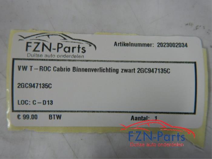 VW T-Roc Cabrio 2GC Binnenverlichting Zwart