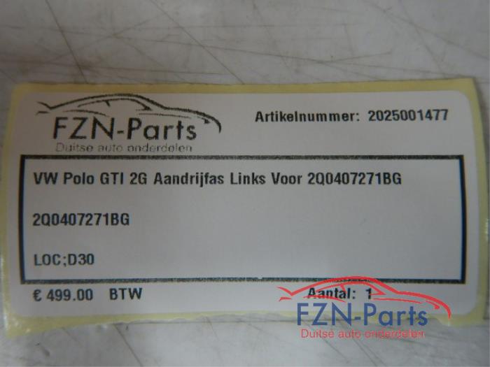 VW Polo 2G GTI Aandrijfas Links-voor