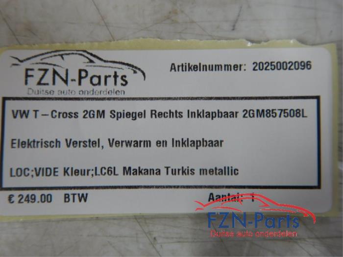 VW T-Cross 2GM (Zij,Buitenspiegel) Spiegel Rechts Inklapbaar