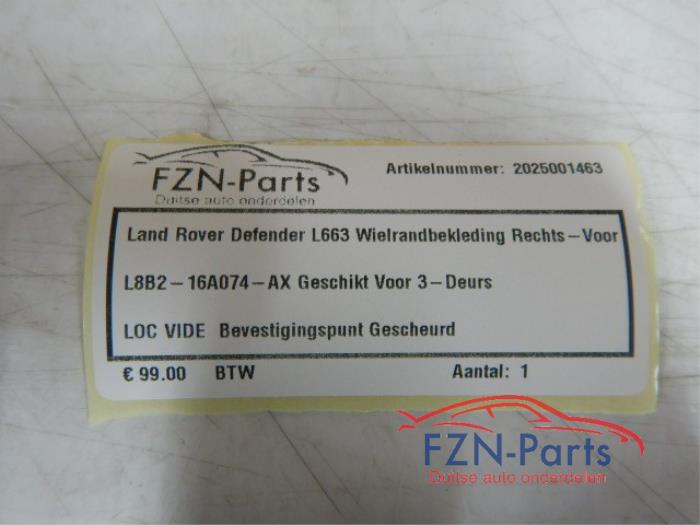Land Rover Defender L663 Wielrandbekleding Rechts-voor