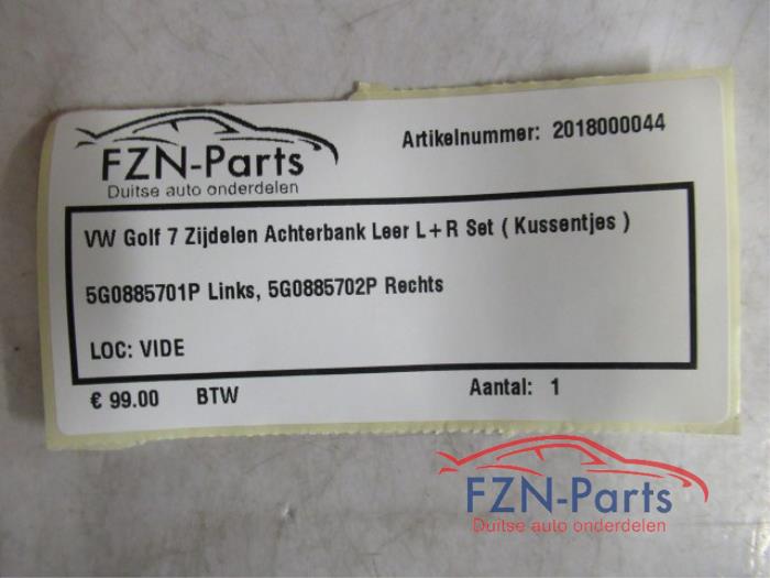 VW Golf 7 Zijdelen Achterbank Leer Links + Rechts Set ( Kussentjes )
