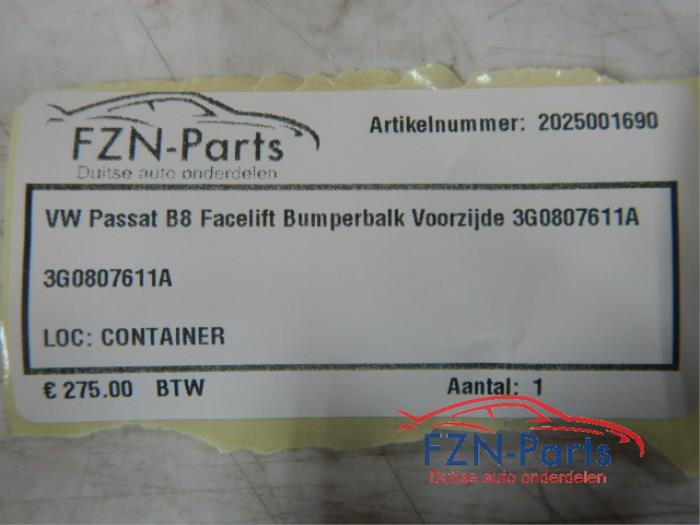 VW Passat B8 Facelift Bumperbalk Voorzijde
