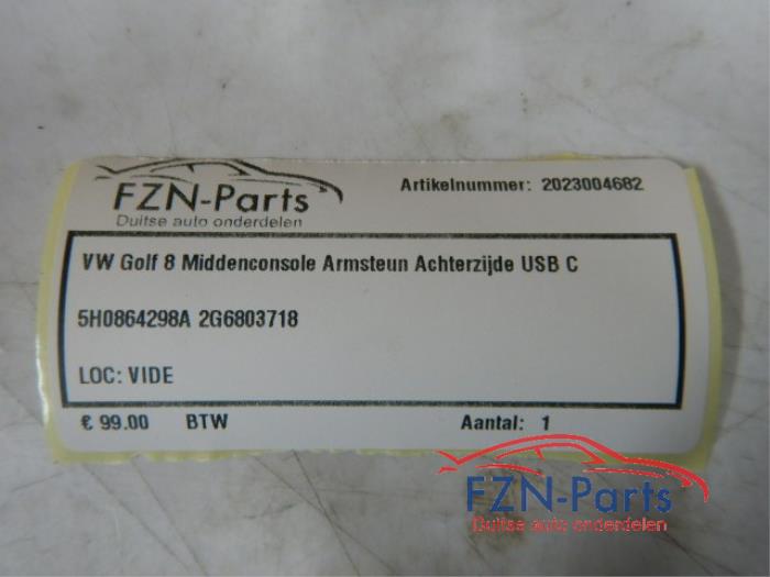 VW Golf 8 Middenconsole Armsteun Achterzijde USB C