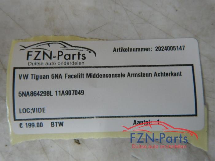 VW Tiguan 5NA Facelift Middenconsole Armsteun Achterkant