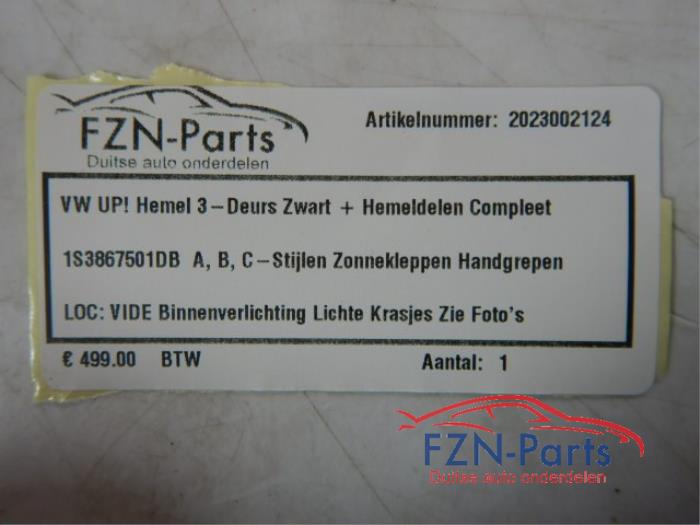 VW UP! Hemel 3-Deurs Zwart+Hemeldelen Compleet