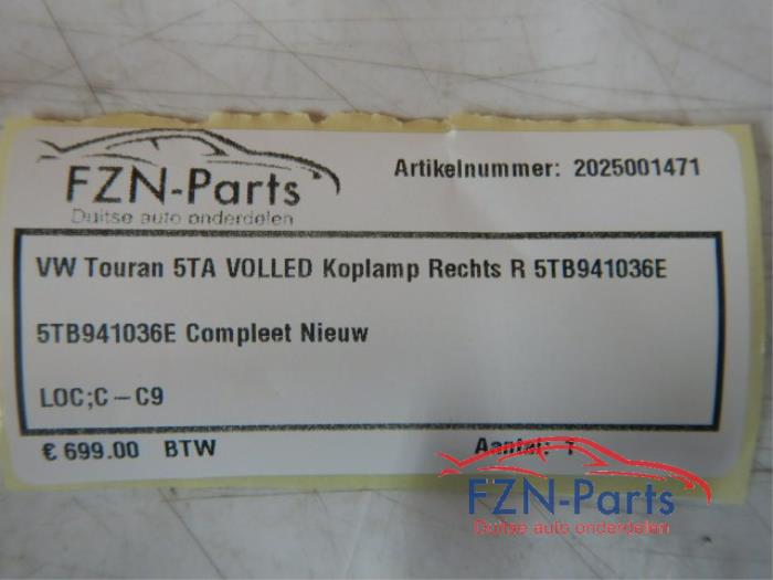 VW Touran 5TA Volled Koplamp Rechts