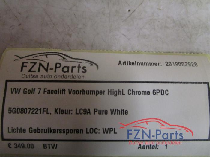 VW Golf 7 Facelift Voorbumper HighL Chrome 6PDC