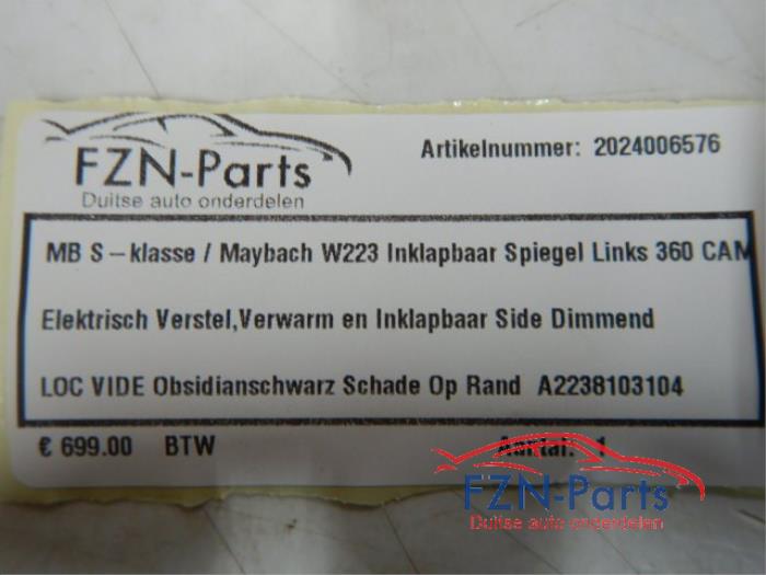Mercedes-Benz S-Klasse/ Maybach W223 Spiegel Inklapbaar Links 360 CAM