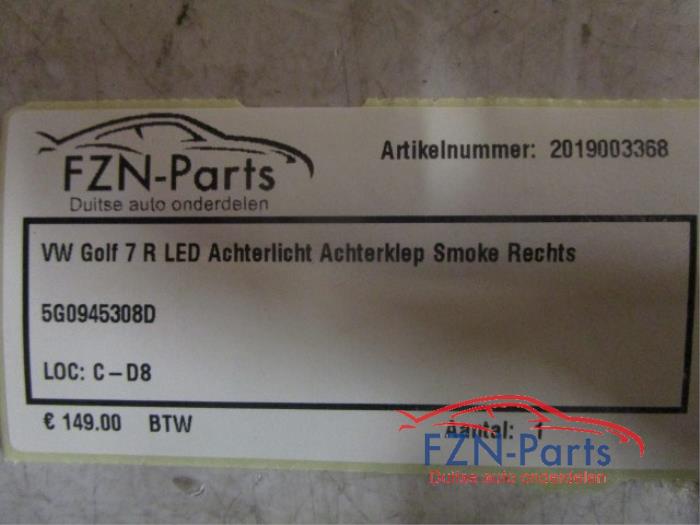 VW Golf 7 R LED Achterlicht Achterklep Smoke Rechts