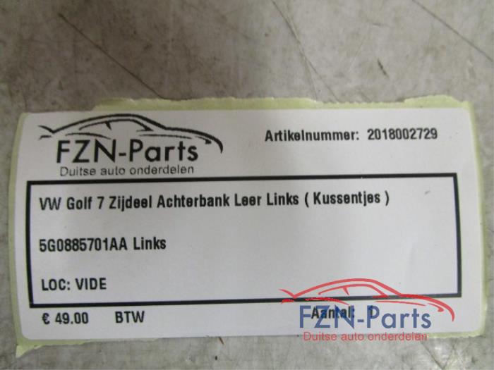 VW Golf 7 Zijdeel Achterbank Leer Links (Kussentjes)