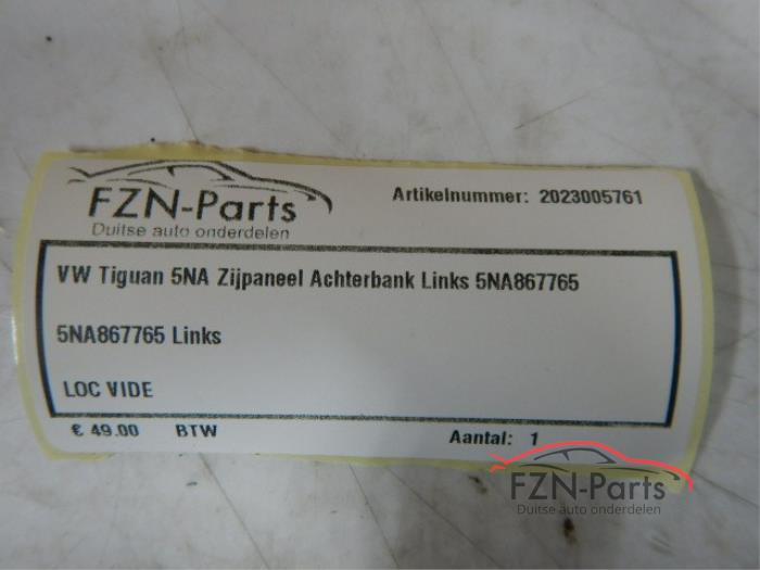 VW Tiguan 5NA Zijpaneel Achterbank Links
