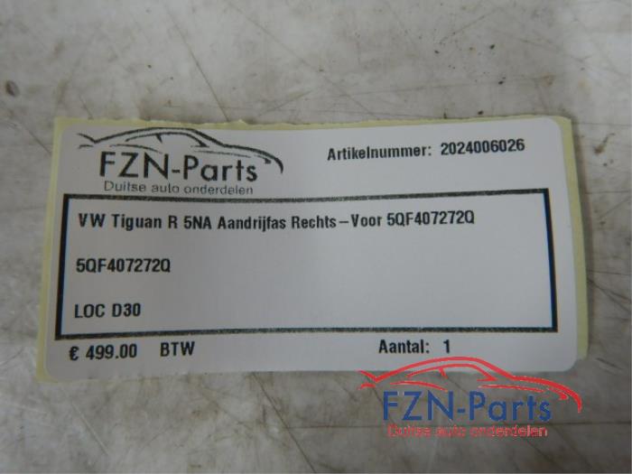 VW Tiguan R 5NA Aandrijfas Rechts-voor