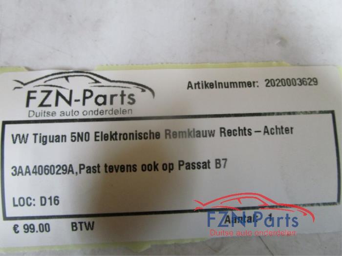 VW Tiguan 5N0 Elektronische Remklauw Rechts-Achter