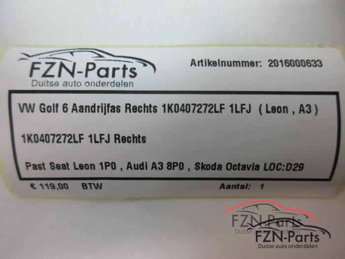 VW Golf 6 Aandrijfas Rechts