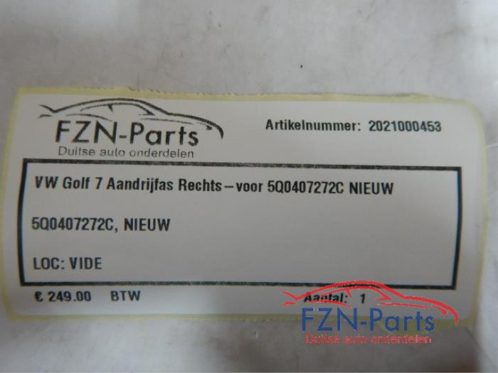 VW Golf 7 Aandrijfas Rechts-voor