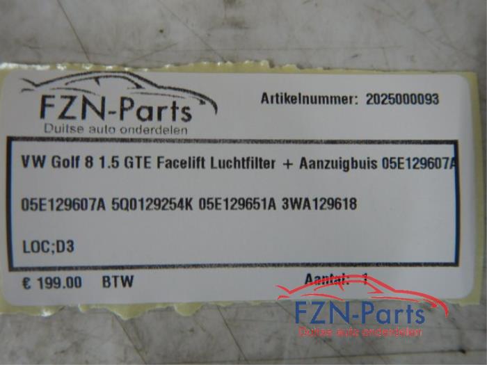 VW Golf 8 Facelift 1.5 GTE Luchtfilter+ Aanzuigbuis