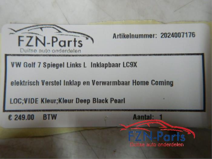 VW Golf 7 Spiegel Links L inklapbaar LC9X Zwart