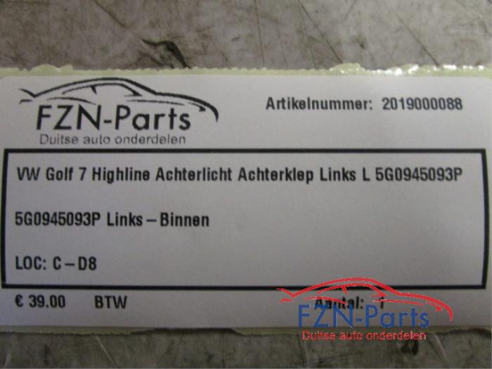 VW Golf 7 Highline Achterlicht Achterklep Links L