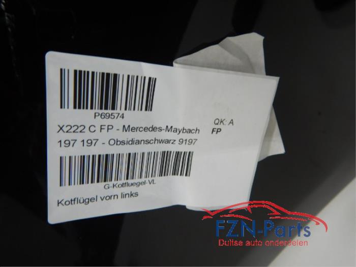 Maybach S-Klasse W222 Spatscherm Zijscherm Links 9197 Kleur: Obsidianschwarz 9197