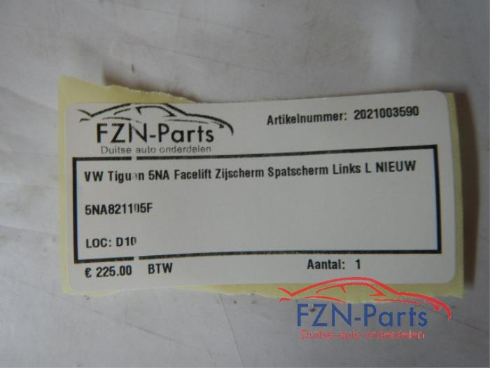 VW Tiguan 5NA Facelift Zijscherm Spatscherm Links L NIEUW
