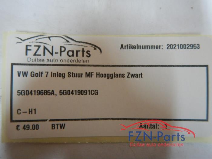 VW Golf 7 Inleg Stuur MF Hoogglans Zwart