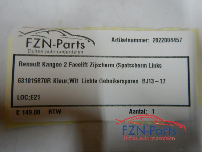 Renault Kangoo 2 Facelift Zijscherm (Spatscherm Links)